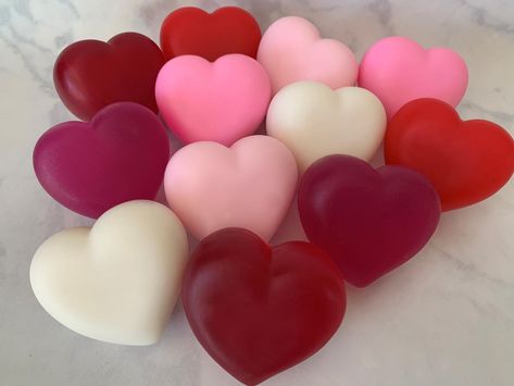 Heart Shaped Glycerin Soap Valentines Gift Ideas | Etsy Valentines Soap Ideas, Soap Aesthetic, Clean Core, Soap Party Favors, Valentine Soap, Hearts Valentines Day, Heart Soap, Unique Valentines Day Gifts, Decorative Soaps