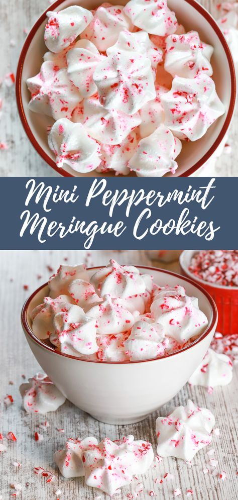 Peppermint Meringue Cookies, Colossal Cookies, Peppermint Meringue, Peppermint Meringues, Meringue Cookie Recipe, Peppermint Recipes, Chocolate Meringue, Festive Desserts, Peppermint Cookies