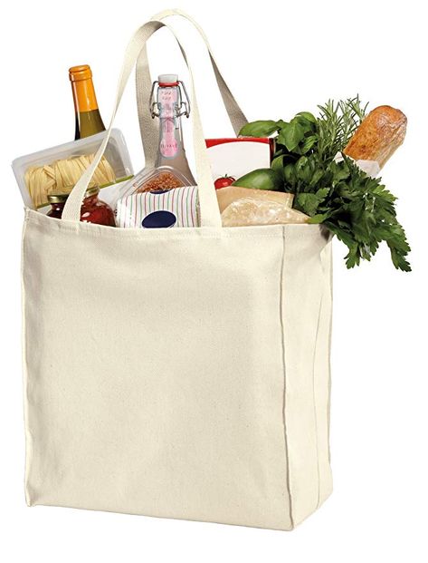 Pack of 6 - Heavy Cotton Twill Over-the-Shoulder Grocery Tote Bags - 15.5"h x 14.5"w x 7"d - Cotton Canvas Reusable Grocery Shopper Weekender Blank Wholesale Cheap Craft Tote Bags | #amazon #affiliate #craftingblank #crafting #blank #blanks #crafts #craft #DIY #personalize Cheap Tote Bags, Desain Buklet, Create Logo, Grocery Tote Bag, Plastic Grocery Bags, Soft Leather Bag, Over The Shoulder Bags, Grocery Tote, Monogram Tote