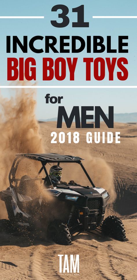 31 BEST BIG BOYS TOYS FOR MEN. What a time to be alive! Check out 31 of the most awe-inspiring big boys toys. Includes available products / inventions as well as those in development. #menstuff #menstoys Man Stuff Gadgets, Mens Gadgets Cool Stuff, Toys For Men, Car Gadgets For Men, Toy Story Costumes, Diy Toy Storage, Trendy Toys, Mens Gadgets, Mens Toys