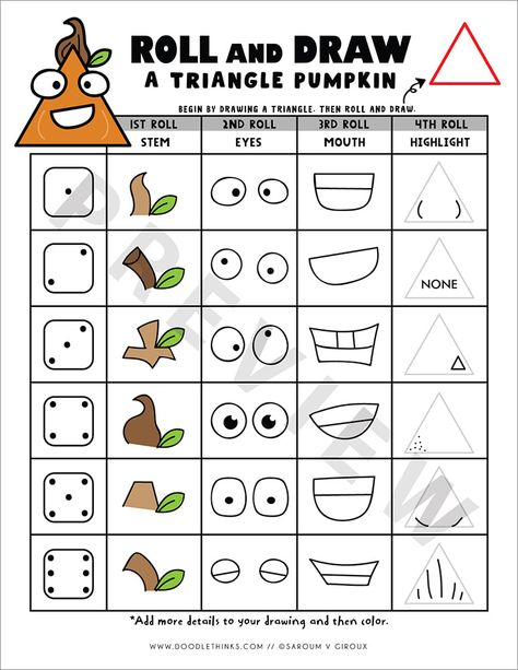 Roll The Dice Drawing Challenge, Roll The Dice Game, Roll And Draw, Roll A Turkey Dice Game, Roll A Dice Drawing Games Fall, Roll And Draw Halloween, Roll A Dice Drawing Games, Roll A Jack O Lantern Dice Game, Drawing Games For Kids