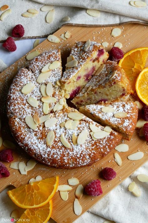 Cake Recipes Raspberry, Almond Orange Cake, Raspberry And Almond Cake, Orange Olive Oil Cake, It Cake, Raspberry Orange, Almond Crunch, Chocolate Zucchini Cake, Raspberry Almond