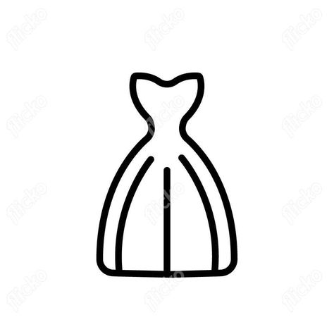 Dress Outline, Dress Clipart, Dress Logo, Element Illustration, Black Wedding Dress, Dress Clip, Flat Vector, Black Wedding Dresses, Black Wedding