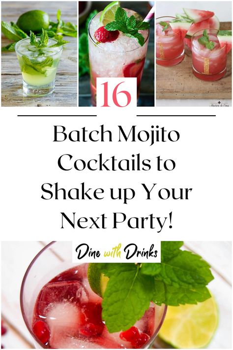 Collage of 4 batch mojito cocktails. Refreshing Mixed Drinks, Batch Rum Cocktails, Big Batch Mojito Recipe, Batch Mojito Recipe, Large Batch Mojitos, Big Batch Mojito, Charcutier Boards, Large Batch Mojito Recipe, Mojito Batch Recipe