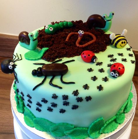 Creepy Crawly bug cake. Insect Cake, Insect Birthday Cake, Bugs Cake, Insects Birthday Cake, Bug Cakes, Insect Cake Ideas, Bugs Birthday Cake, Bug Cake Ideas, Bug Cakes For Boys