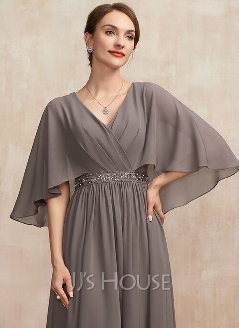 Cocktail Dresses Online, V Neck Cocktail Dress, A Line Cocktail Dress, Ruffle Beading, Chiffon Cocktail Dress, Beaded Chiffon, Ankle Length Dress, فستان سهرة, Mothers Dresses