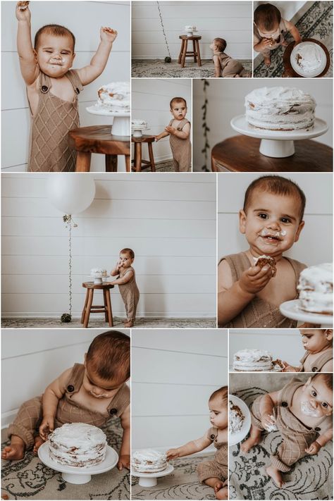 Neutral Cake Smash - Healthy cake recipe included! Outfit For Pictures Photo Shoots, Boy Smash Cake Pictures, 1st Birthday Cake Smash Boy, Boy First Birthday Pictures, Baby Boy First Birthday Photo Shoot, Simple First Birthday Photoshoot, Cake Smash Photos Boy, Diy First Birthday Photoshoot, 1st Birthday Boy Photoshoot