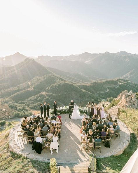 On Top Of A Mountain, Wedding Ceremony Ideas, Top Of A Mountain, Malibu Wedding, Unique Wedding Venues, Christian Wedding, Martha Stewart Weddings, Floral Arch, Outdoor Wedding Ceremony