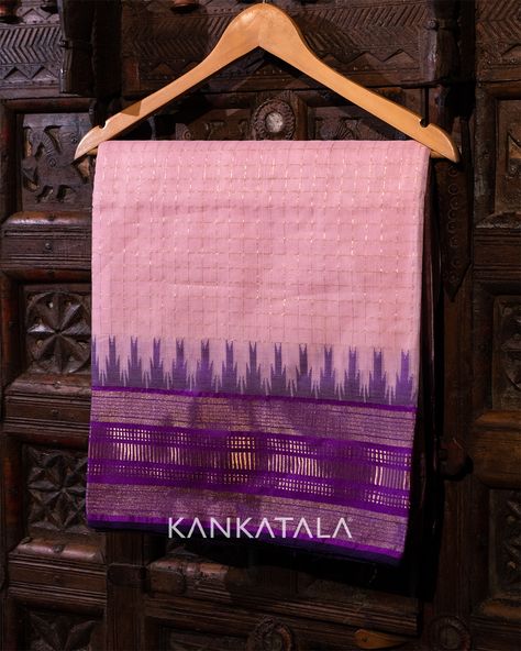 Kankatala Sarees, Purple Border, Checks Saree, Half Saree Designs, Trendy Blouse, Trendy Blouses, Trendy Blouse Designs, Cotton Sarees, Half Saree