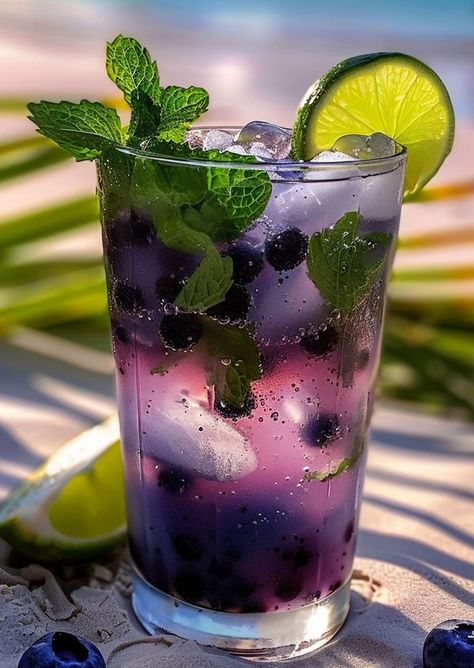 Coconut Mojito, Blueberry Mojito, Grandma's Recipes, Tropical Twist, Fancy Drinks, Grandmas Recipes, Mojito, Coconut, Twist