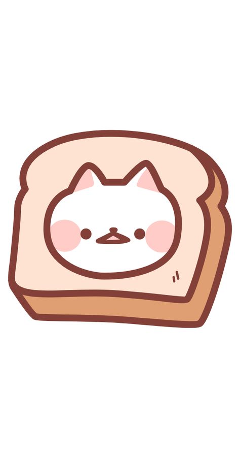 A sweet little fluffy cat decided to wear a loaf of bread on his face in a new cute Cute Cat in Bread Sticker.. Bread Doodle Cute, Dog With Bread On Face, Cat Toast Drawing, Cat With Bread On Its Head, Bread Stickers Printable, Bread Cute Drawing, Cat Bread Drawing, Cute Bread Wallpaper, Derpy Cat Drawing