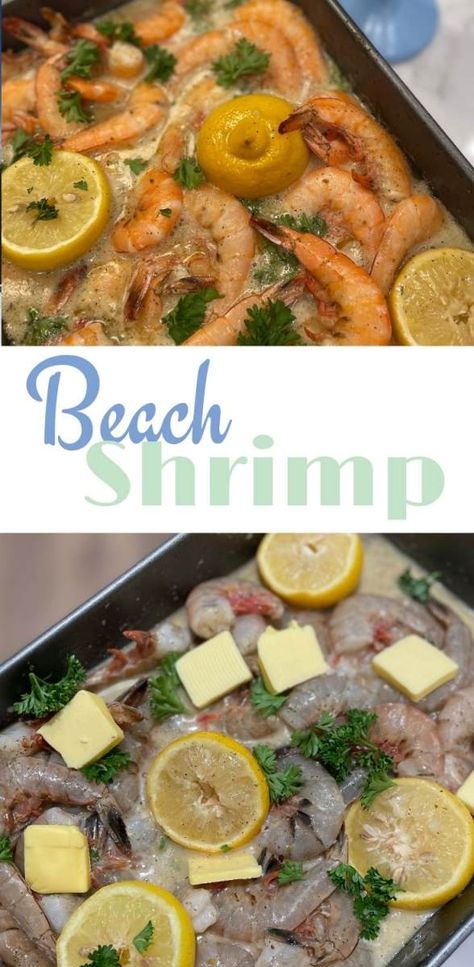 Beach Shrimp Recipe Beach Shrimp, Italian Shrimp Recipes, Baked Shrimp Recipes, Scallop Dishes, Fast Meals, Zesty Italian Dressing, Italian Spices, Baked Shrimp, Shrimp Recipes Easy