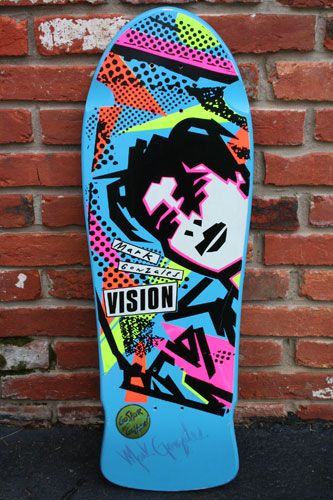 Vision  Mark Gonzales FACE (signed by the Gonz) 1986, my first pro model and fav skater Skateboard Tattoos, 80s Skateboarding, 80s Skateboard, Best Skateboard Decks, Vision Skateboards, Skateboard Collection, Skateboard Designs, Classic Skateboard, Mark Gonzales