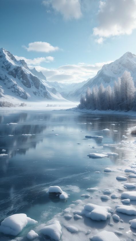 Ice Desert Landscape, Fantasy Snowy Landscape, Fantasy Ice Kingdom Aesthetic, Cold Environment, Frozen Tundra Aesthetic, Icy Landscape Art, Fantasy Ice Kingdom, Icy Mountains, Frozen Lake Photography