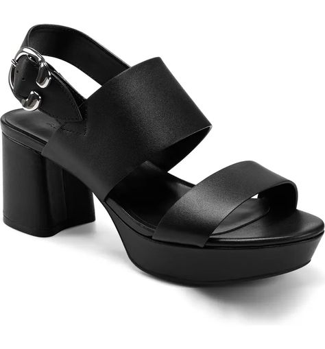 Free shipping and returns on Aerosoles Camera Slingback Sandal at Nordstrom.com. <p>Padding at the heel keeps you comfy in this chic slingback sandal raised by a wrapped block heel.</p> Chunky Leather Sandals, Leather Platform Sandals, Platform Sandals Heels, Slingback Sandal, Dress Sandals, Platform Heels, Platform Sandals, Italian Leather, Black Sandals