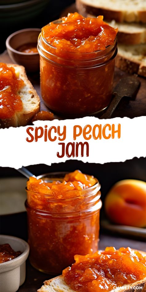 Sweet And Spicy Jam, Peach Haberno Jelly, Spicy Peach Jam, Spicy Jam Recipes, Jalapeno Peach Jam Recipe, Peach Chili, Fall Jams, Spicy Jam, Peach Jalapeno Jam