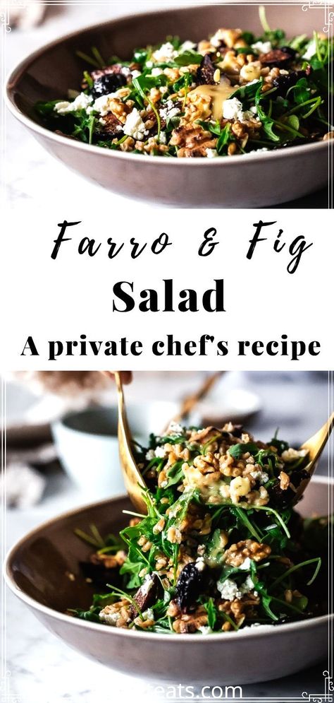 Maple Tahini Dressing, Farro Recipes, Fig Salad, Salad Salad, Fun Salads, Eat Salad, Tahini Dressing, Toasted Walnuts, Side Salad