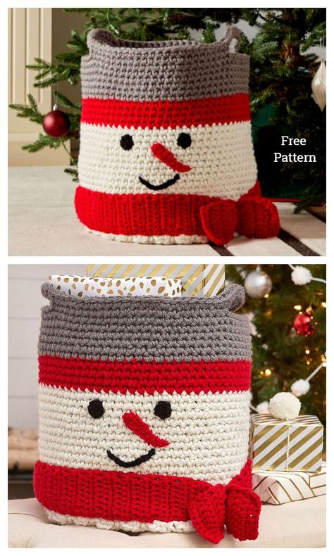 Christmas Snowman Basket Free Crochet Patterns Bright Crochet, Cruise Scrapbook, Christmas Crochet Patterns Free, Christmas Basket, Crochet Market, Christmas Prep, Crochet Christmas Gifts, Crochet Snowman, Crochet Santa