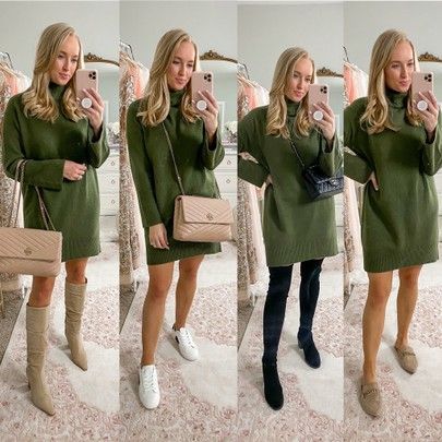 Olive Sweater Dress Outfit, Olive Green Dress Casual Sweater, Target A New Day Sweater Dress, Chic Non-stretch Sweater Dress For Fall, Casual Non-stretch Sweater Dress For Spring, Olive Sweater Dress, Target Sweater, Olive Sweater, Beige Stretch V-neck Sweater Dress