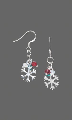 Jewelry Design - Earrings with Swarovski Crystal Beads and Sterling Silver Snowflake Charms - Fire Mountain Gems and Beads Holiday Jewelry Ideas, Beaded Decorations, Diy Christmas Earrings, Christmas Jewelry Diy, Bijoux Fil Aluminium, Jewelry Making Earrings, Snowflake Earrings, Fire Mountain Gems And Beads, Jewelry Design Earrings