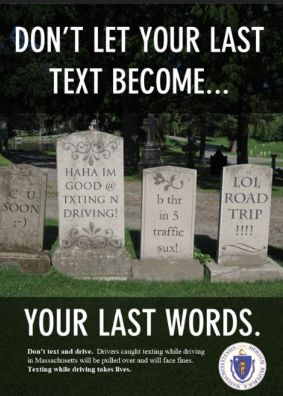 Nobody's last words would ever want to be "luv u so much!" or "see c u soon:)". Those will be their last words if people continue to text and drive. Put down the phone and wait to text that person back because they're pretty sure that their last words to the other person wouldn't want to be "luv u so much 2!" or "can't wait 2 c u:)". Texting While Driving Poster, Distracted Driving Poster, Drive Safe Quotes, Distracted Driving Awareness, Road Safety Poster, Dont Text And Drive, Drive Poster, Texting While Driving, Drivers Ed