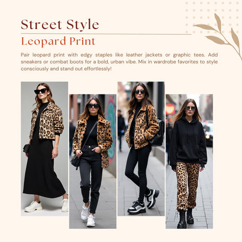 Street-style outfits featuring leopard print jackets and pants paired with black staples, leather accessories, and chunky sneakers. Edgy Street Style, Perfect Fall Outfit, Street Style Edgy, Outfit Inspiration Fall, Leather Jackets, Fall Outfit, Edgy Fashion, Urban Fashion, Combat Boots