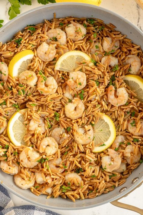 Orzo And Shrimp, Butter Wine Sauce, Healthy Shrimp Scampi, Pan Shrimp, Baked Shrimp Scampi, Shrimp Scampi Recipe, Orzo Recipes, Scampi Recipe, Baked Shrimp