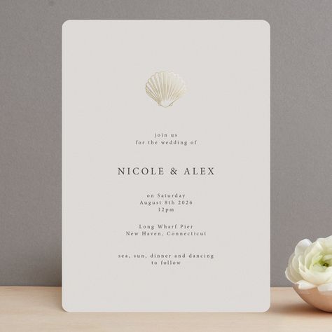 Shell Wedding Invitations, Coastal Wedding Invitations, Starfish Wedding Invitations, Painted Invitations, Blue Hydrangea Wedding, Shell Wedding, Minted Wedding Invitations, Seashell Wedding, Foil Stamped Wedding Invitations