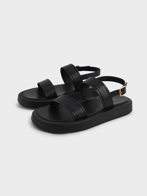 Platform Sandals Black, Black Sandals Flat, Ikat Pinggang, Fashion Shoes Heels, Shoe Gallery, Sandal Platform, Swag Shoes, Charles Keith, Cute Sandals