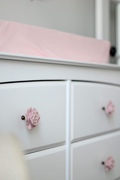 Pink and Gray Nursery Reveal: This post shares ideas, decorations, and resources for creating a baby girl's pink and gray nursery. Whether you are... Rustic Baby Girl Nursery, Girl Nurseries, Pink Floral Nursery, Pink And Gray Nursery, Girl Nursery Pink, Gray Nursery