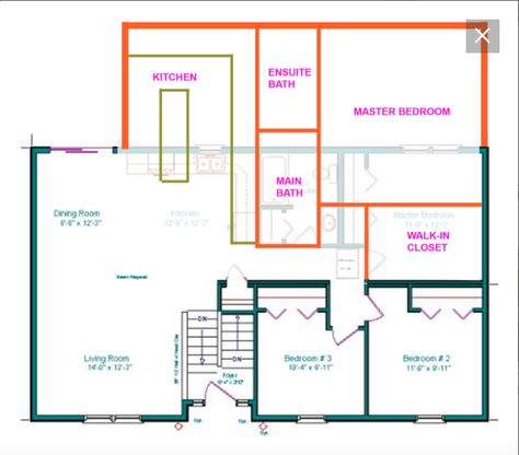 Rear addition. Split large master. Long kitchen with long island. Corner pantry! Split Level Addition, Entry Addition, Split Foyer Entry, Split Level Floor Plans, Split Entry Remodel, Bi Level Homes, Split Level Remodel, Split Entry, Split Foyer