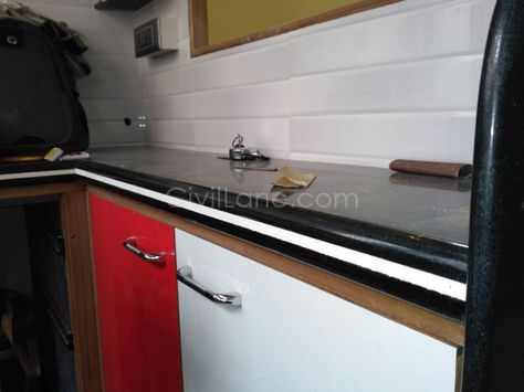 Sandwich Black Granite Platform Fascia Patti Kitchen Platform Granite, Kitchen Platform, Granite Design, Marble Flooring Design, Granite And Marble, Flooring Design, Marble Flooring, Kitchen Interior Design Decor, Home Stairs Design