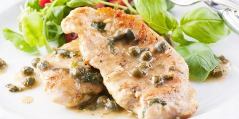 Chicken Piccata Caper Cream Sauce, Veal Piccata, Lemon Butter Caper Sauce, Capers Recipe, Grilled Tilapia, Snack Sani, Paleo Pork, Low Carb Pork, Boneless Pork Loin