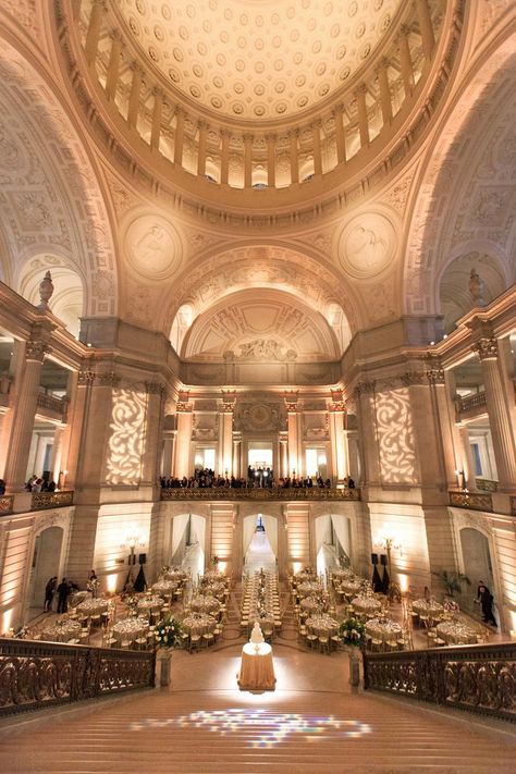 Wedding Reception Hall, San Francisco City Hall Wedding, Wedding Venues Indoor, Elegant Wedding Venues, San Francisco City Hall, Dream Wedding Venues, City Hall Wedding, Fancy Wedding, Places To Get Married