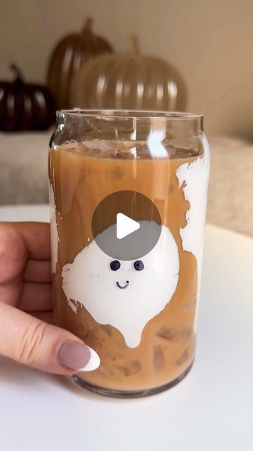 ChampagneAng | Ang Sturino on Instagram: "Ghost iced coffee is a must for #halloweekend 👻🖤☕️ I’d been seeing these little cutie ghosts everywhere and couldn’t resist trying it! It’s also super easy to make for the kiddos by subbing the coffee with chocolate milk. The permanent marker also washes right off with a scrubby   Ghost Ice Coffee: - whipped marshmallow fluff. Use the back of the spoon to press blobs in to clear glass.  - draw on different ghost faces with a permanent marker  - fill with iced coffee or chocolate milk   #halloween2023 #halloweenfood #halloweendrinks #halloweendrink #halloweencoffee #ghostcoffee #ghostbusters #halloweenpartyideas #halloweenpartyfood #halloweenaesthetic #cutehalloween #halloweentreats" Ghost Chocolate Milk, Ghost Milk, October Ideas, Ghost Busters, Marshmallow Fluff, Halloween Drinks, Halloween Coffee, Ghost Faces, Halloween Food For Party