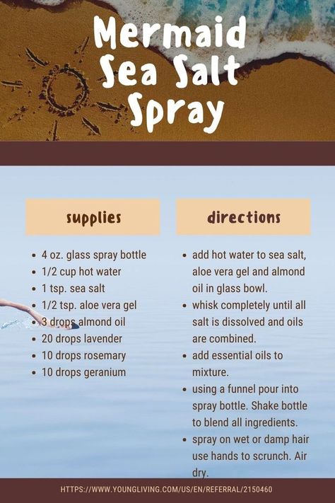 Salt Water Hair Spray, Diy Salt Spray, Mermaid Spray, Salt Spray For Hair, Salt Spray Hair, Beachy Wavy Hair, Natural Hair Recipes, Diy Hair Spray, Epsom Salt Benefits