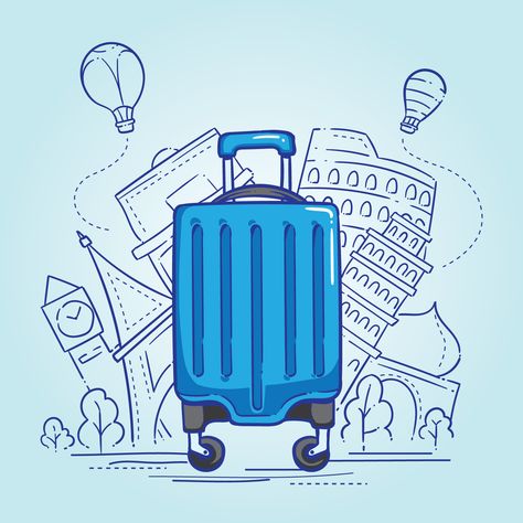 Luggage Illustration Luggage Illustration, Stock Graphs, Travel Wallpaper, Travel Illustration, Dinners For Kids, Travel Scrapbook, Printables Kids, Free Vector Art, Travel Agency