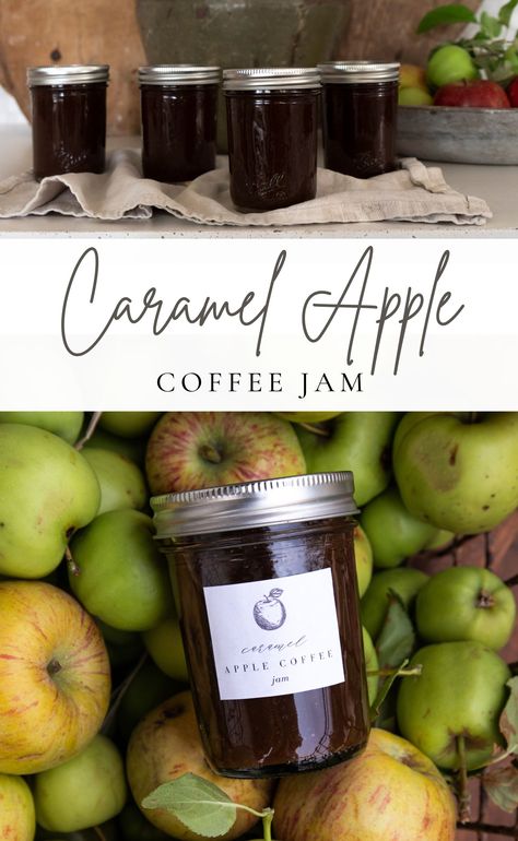 Caramel Apple Jam Recipe, Caramel Apple Coffee, Apple Preserves, Fall Jams, Canning Apples, Canning Jam Recipes, Coffee Apple, Apple Coffee, Apple Butter Recipe