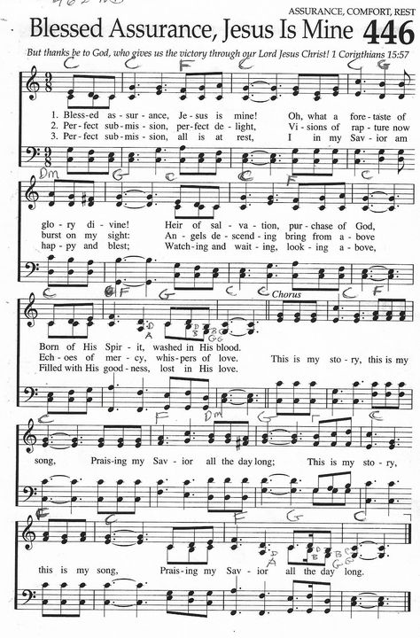 Blessed Assurance, Jesus is Mine (Hymn) SATB Music Sheets Printable, Blessed Assurance Jesus Is Mine, Hymns With Chords, Just As I Am Hymn, And Can It Be Hymn, Chord Piano, Chords Piano, Love Lifted Me Hymn, Blessed Assurance Hymn