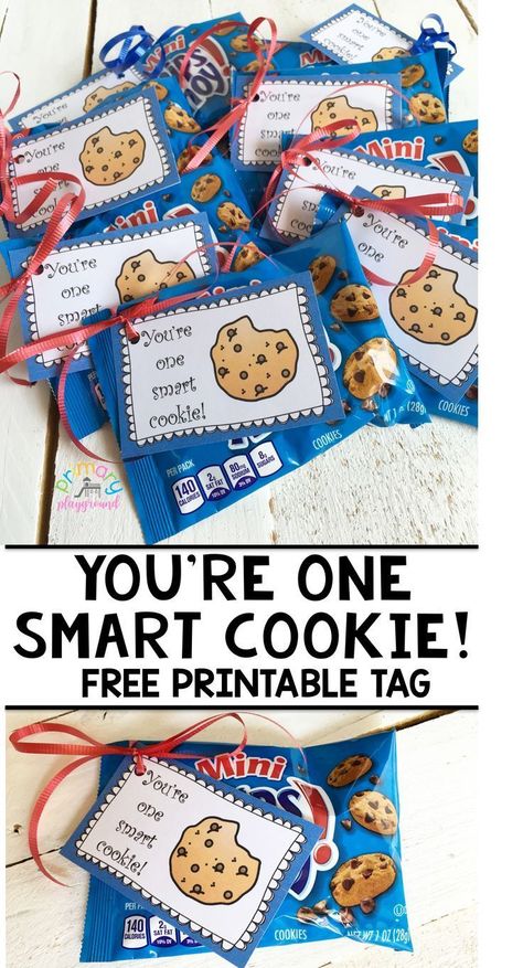 You're One Smart Cookie! Free Printable Tag - #endoftheyeargift #graduationgift #kindergraduation One Smart Cookie Free Printable, Smart Cookie Printable, Testing Treats For Students, Testing Treats, Testing Encouragement, Cookie Tags, One Smart Cookie, School Testing, Free Printable Tags