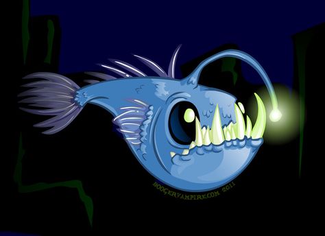 Cute Angler fish Angler Fish Drawing Cute, Cartoon Angler Fish, Angler Fish Pumpkin, Angler Fish Painting, Angler Fish Drawing, Angler Fish Tattoo, Angler Fish Art, Fish Sketch, Cute Monsters Drawings