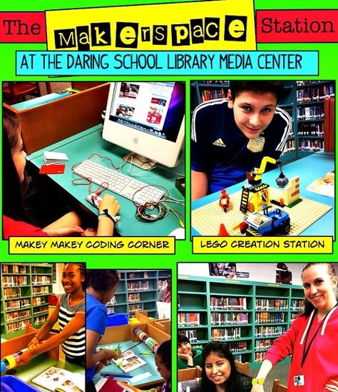 The hot new Makerspace Movement is NOT new to Murray Hill Middle School. Eighteen years ago we designed and opened the school with the id... Elementary Makerspace, Makerspace Elementary, Library Makerspace, School Thoughts, Makerspace Library, Library Center, Library Media Specialist, Middle School Libraries, Steam Ideas