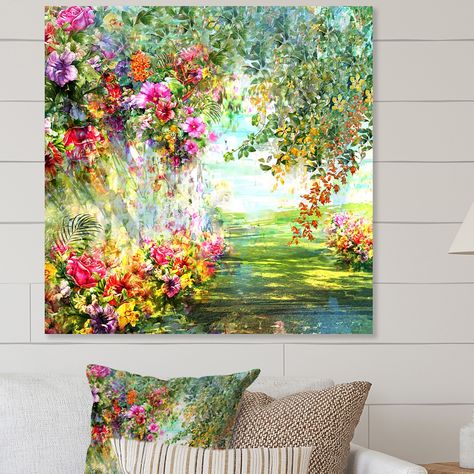 Acrylic Landscape Paintings, Landscape Painting Tutorial, Acrylic Landscape, Red Home Decor, English Gardens, Flower Landscape, Nature Painting, Sculpture Painting, Textured Art