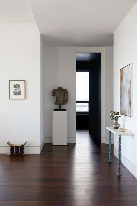 Monochrome Dining Room, Houston Apartment, High Rise Apartments, Dark Floors, Dark Wood Floors, Decoration Inspiration, Tiffany Style, Display Design, Bespoke Design