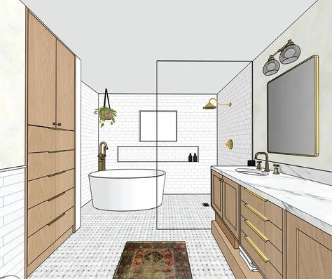 See 4 of the 15 Possible Layouts for This Bathroom Reno, Plus the Grand Finale Cottage Mood Board, Princess Home, Architecture Study, Wet Room Bathroom, Bathroom Design Layout, Bathroom Layouts, Spanish Style Home, Wet Room, Ikea Frames