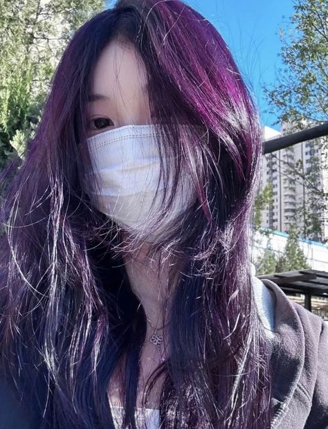 Plum Purple Hair, Violet Hair Colors, Dark Purple Hair, Dyed Hair Purple, Plum Hair, Korean Hair Color, Hair Color Streaks, Violet Hair, Hair Color Purple