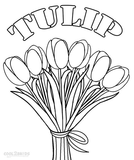 Printable Tulip Coloring Pages For Kids | Cool2bKids Printable Flower Coloring Pages, Tulip Colors, Desain Quilling, Pola Sulam, Flower Printable, 자수 디자인, Flower Coloring Pages, Flower Template, Applique Patterns