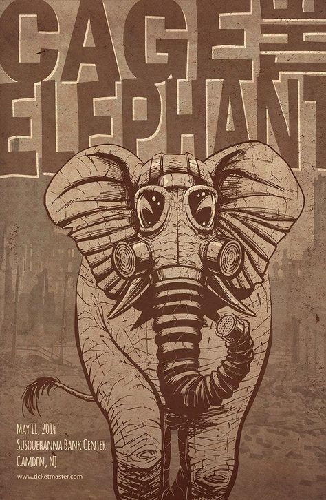 Rock Poster - Cage the Elephant by iamjamesporter #rockposters The Wombats, Elephant Poster, Rock Band Posters, Vintage Music Posters, Cage The Elephant, Music Poster Design, Music Artwork, Picture Collage Wall, Rock Posters