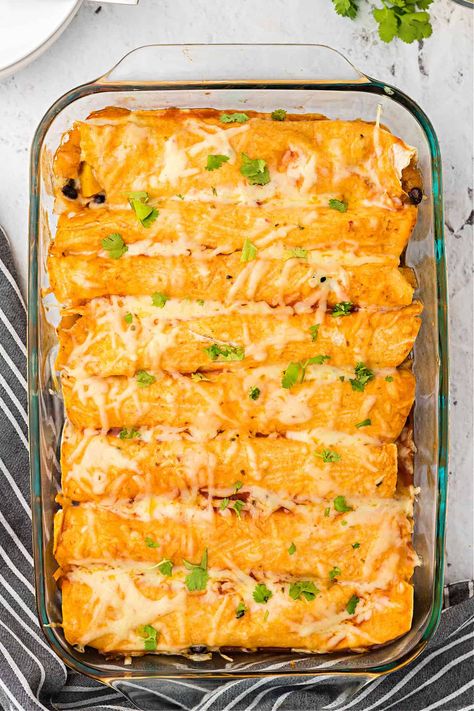 Butternut Squash Dinner, Squash Black Bean, Butternut Squash Enchiladas, Butternut Squash Vegan, Butternut Squash Black Bean, Veggie Main Dishes, Black Bean Enchiladas, Bean Enchiladas, Shugary Sweets