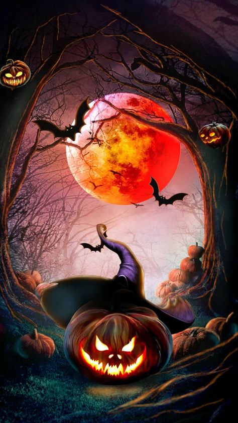 Happy Halloween Gif, Halloween Live Wallpaper, Spooky Halloween Pictures, Strašidelný Halloween, Happy Halloween Pictures, Halloween Wallpaper Backgrounds, Image Halloween, Halloween Kunst, Labu Halloween